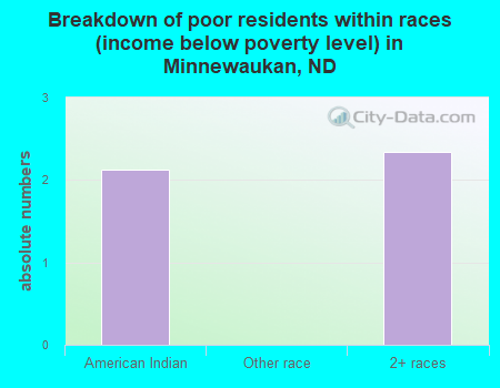 Breakdown of poor residents within races (income below poverty level) in Minnewaukan, ND