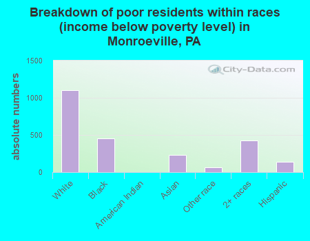 Breakdown of poor residents within races (income below poverty level) in Monroeville, PA