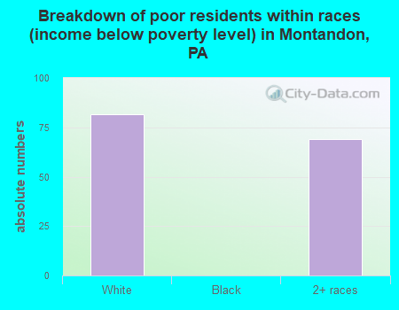 Breakdown of poor residents within races (income below poverty level) in Montandon, PA