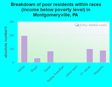 Breakdown of poor residents within races (income below poverty level) in Montgomeryville, PA
