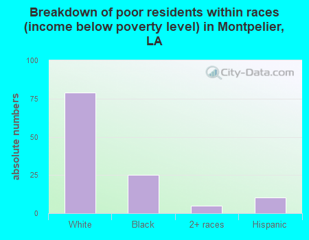 Breakdown of poor residents within races (income below poverty level) in Montpelier, LA
