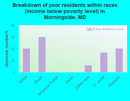 Breakdown of poor residents within races (income below poverty level) in Morningside, MD