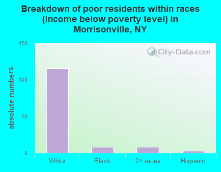 Breakdown of poor residents within races (income below poverty level) in Morrisonville, NY