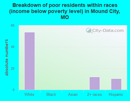 Breakdown of poor residents within races (income below poverty level) in Mound City, MO