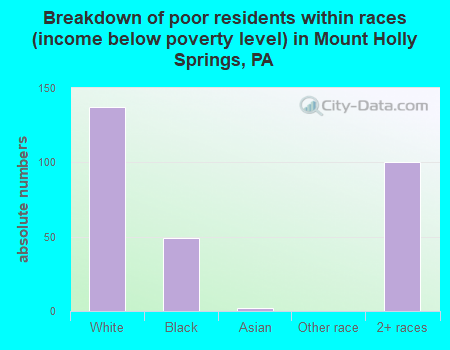 Breakdown of poor residents within races (income below poverty level) in Mount Holly Springs, PA