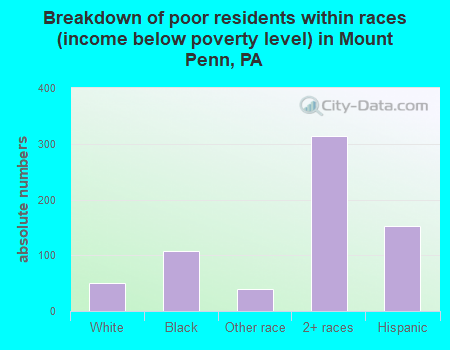 Breakdown of poor residents within races (income below poverty level) in Mount Penn, PA