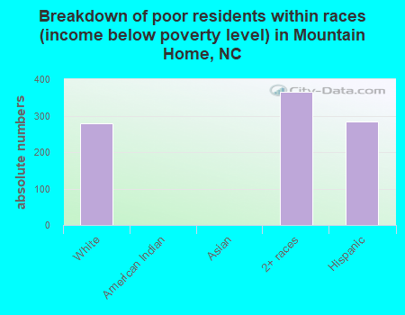 Breakdown of poor residents within races (income below poverty level) in Mountain Home, NC