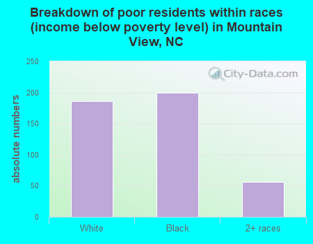 Breakdown of poor residents within races (income below poverty level) in Mountain View, NC