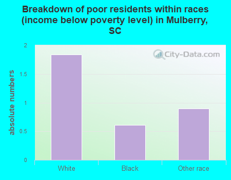 Breakdown of poor residents within races (income below poverty level) in Mulberry, SC