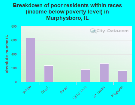 Breakdown of poor residents within races (income below poverty level) in Murphysboro, IL