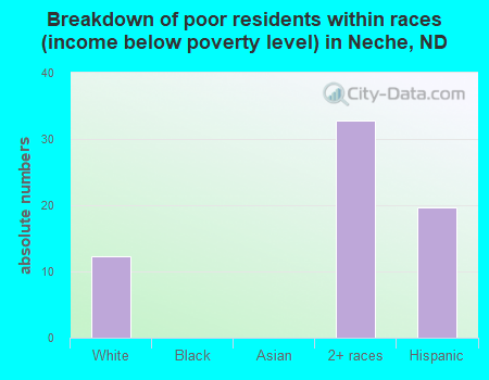 Breakdown of poor residents within races (income below poverty level) in Neche, ND