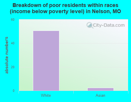 Breakdown of poor residents within races (income below poverty level) in Nelson, MO