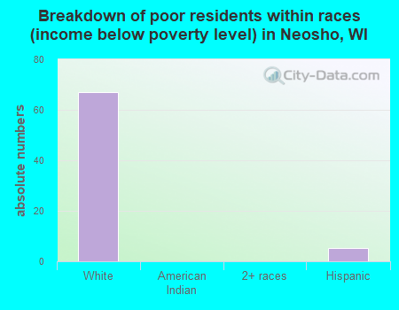 Breakdown of poor residents within races (income below poverty level) in Neosho, WI
