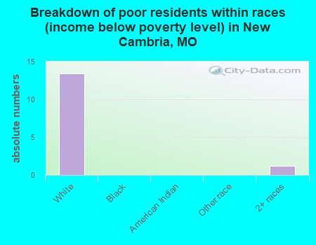 Breakdown of poor residents within races (income below poverty level) in New Cambria, MO