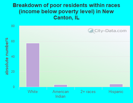 Breakdown of poor residents within races (income below poverty level) in New Canton, IL