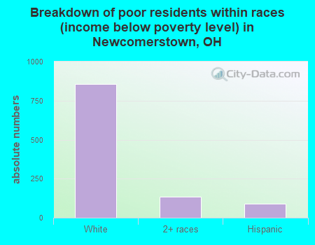 Breakdown of poor residents within races (income below poverty level) in Newcomerstown, OH