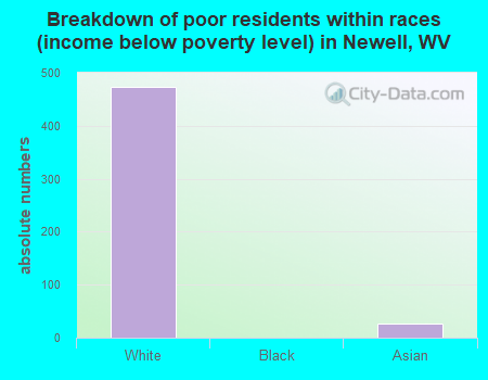 Breakdown of poor residents within races (income below poverty level) in Newell, WV
