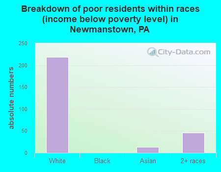 Breakdown of poor residents within races (income below poverty level) in Newmanstown, PA