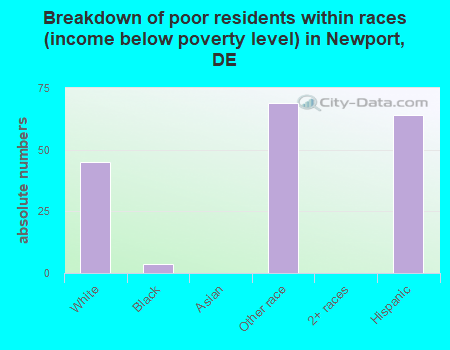 Breakdown of poor residents within races (income below poverty level) in Newport, DE