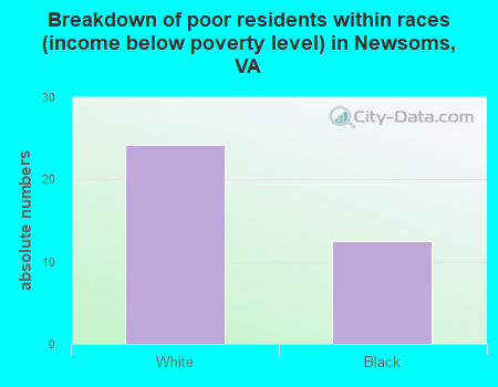 Breakdown of poor residents within races (income below poverty level) in Newsoms, VA