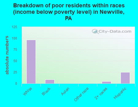Breakdown of poor residents within races (income below poverty level) in Newville, PA