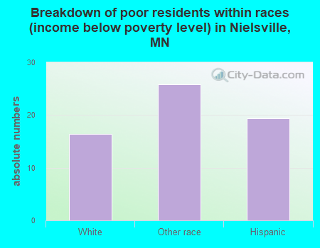 Breakdown of poor residents within races (income below poverty level) in Nielsville, MN
