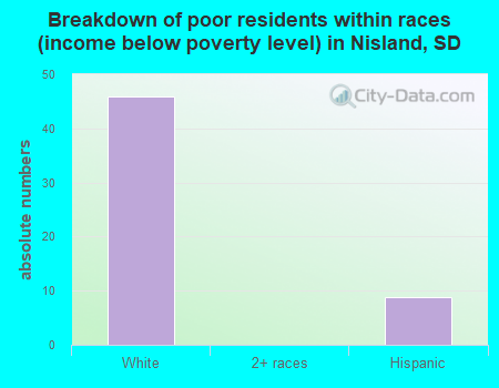 Breakdown of poor residents within races (income below poverty level) in Nisland, SD