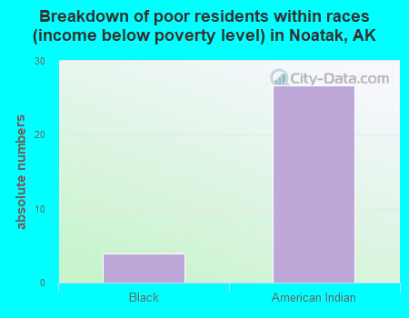 Breakdown of poor residents within races (income below poverty level) in Noatak, AK