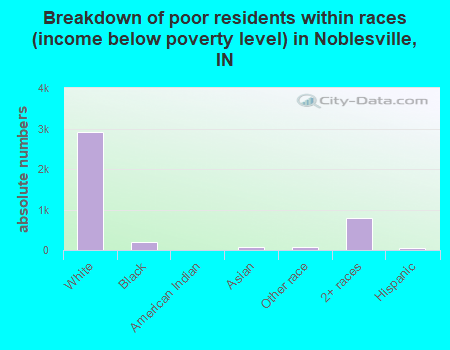 Breakdown of poor residents within races (income below poverty level) in Noblesville, IN