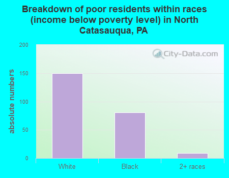 Breakdown of poor residents within races (income below poverty level) in North Catasauqua, PA