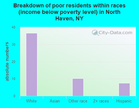 Breakdown of poor residents within races (income below poverty level) in North Haven, NY
