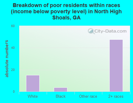 Breakdown of poor residents within races (income below poverty level) in North High Shoals, GA