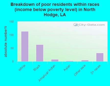 Breakdown of poor residents within races (income below poverty level) in North Hodge, LA