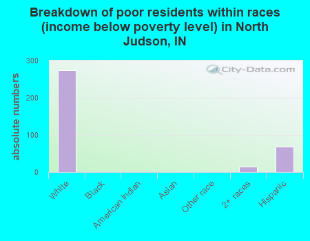Breakdown of poor residents within races (income below poverty level) in North Judson, IN