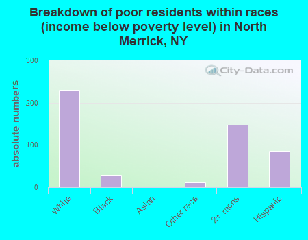 Breakdown of poor residents within races (income below poverty level) in North Merrick, NY