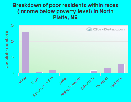Breakdown of poor residents within races (income below poverty level) in North Platte, NE