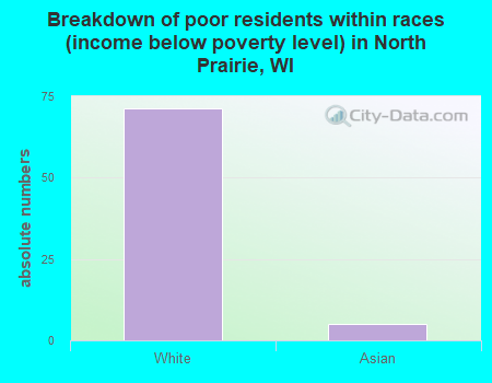 Breakdown of poor residents within races (income below poverty level) in North Prairie, WI