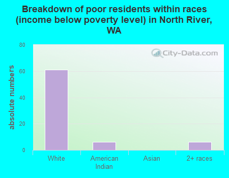 Breakdown of poor residents within races (income below poverty level) in North River, WA