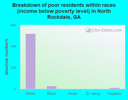 Breakdown of poor residents within races (income below poverty level) in North Rockdale, GA