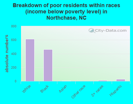 Breakdown of poor residents within races (income below poverty level) in Northchase, NC