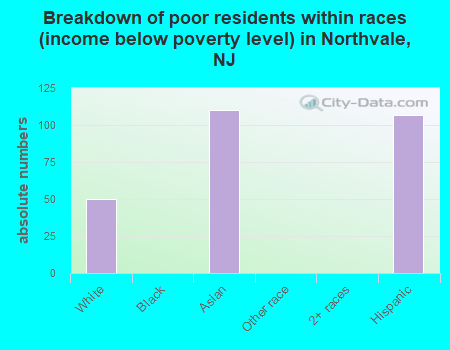 Breakdown of poor residents within races (income below poverty level) in Northvale, NJ