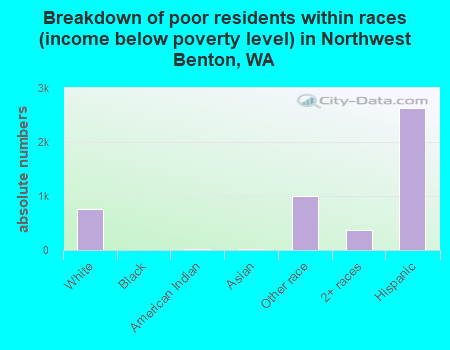 Breakdown of poor residents within races (income below poverty level) in Northwest Benton, WA