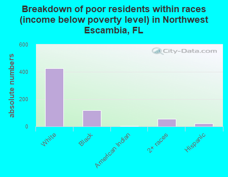 Breakdown of poor residents within races (income below poverty level) in Northwest Escambia, FL