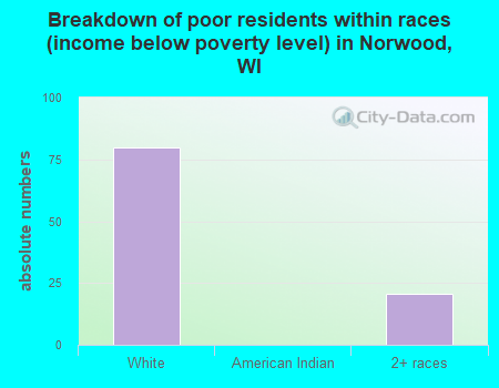 Breakdown of poor residents within races (income below poverty level) in Norwood, WI