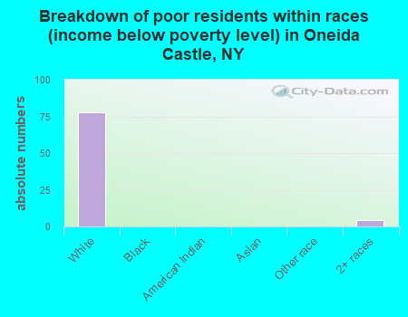 Breakdown of poor residents within races (income below poverty level) in Oneida Castle, NY