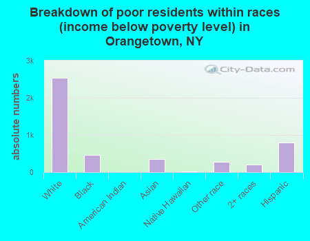 Breakdown of poor residents within races (income below poverty level) in Orangetown, NY