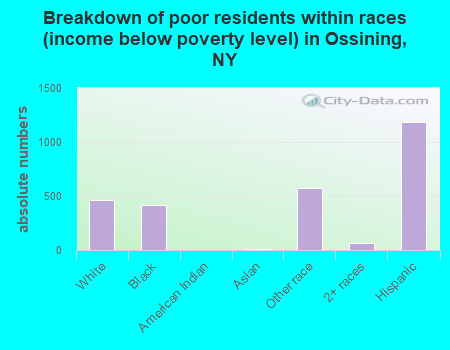 Breakdown of poor residents within races (income below poverty level) in Ossining, NY