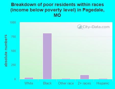 Breakdown of poor residents within races (income below poverty level) in Pagedale, MO