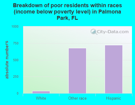 Breakdown of poor residents within races (income below poverty level) in Palmona Park, FL