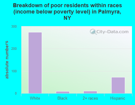 Breakdown of poor residents within races (income below poverty level) in Palmyra, NY